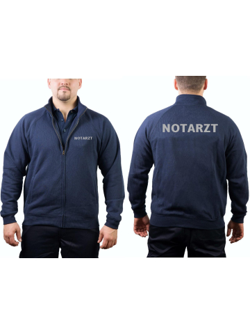 Sweatjacke navy, NOTARZT in silber