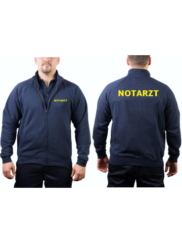 Sweat jacket navy, emergency doctor in neonyellow