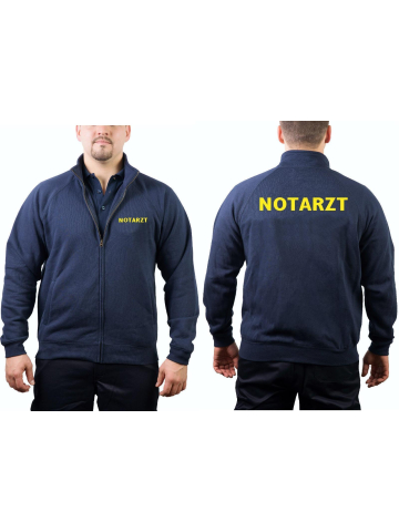 Chaqueta de sudor azul marino, Doctor de emergencias en neonamarillo