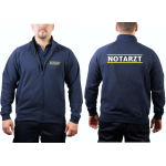 Sweatjacke navy, NOTARZT weiss zwischen neongelb