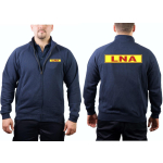 Sweat jacket navy, LNA red with Rand auf neonyellow