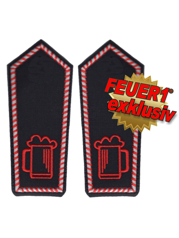 FEUER1 Dienstgrad-Schulterklappen-Paar Spezial con Klett: Obergetränkewart (rosso/argento)
