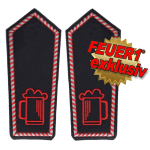 FEUER1 Dienstgrad-Schulterklappen-Paar Spezial with Klett: Obergetränkewart (red/silver)