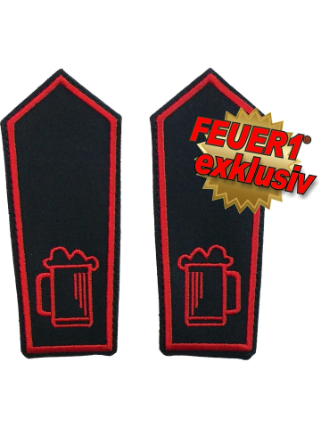 FEUER1 Dienstgrad-Schulterklappen-Paar Spezial mit Klett: Getränkewart (rot/rot)