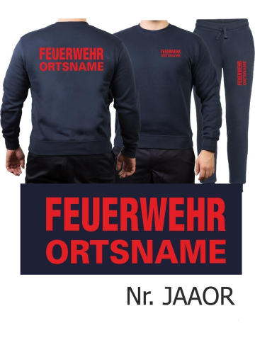 Sweat-Jogging suit navy, FEUERWEHR place-name red