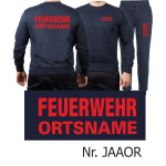 Sweat-Jogging suit navy, FEUERWEHR place-name red