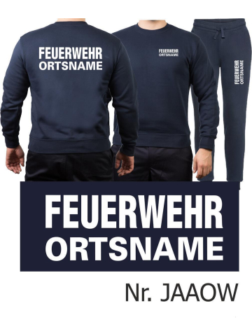 Sweat-Jogging suit navy, FEUERWEHR place-name white