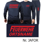 Sweat-Jogging suit navy, FEUERWEHR place-name with long "F" red