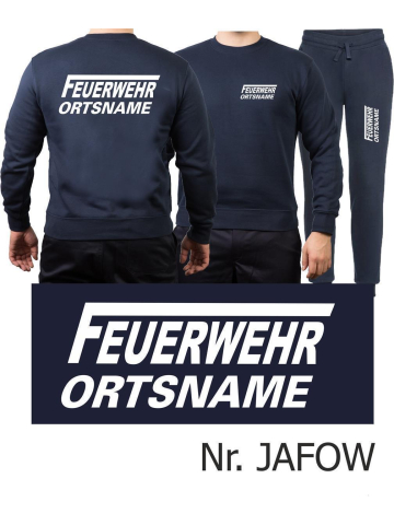 Sweat-Jogging suit navy, FEUERWEHR place-name with long "F" white