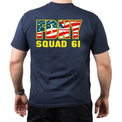 T-Shirt navy, New York City Fire Dept. Squad 61, flag