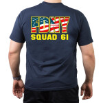 T-Shirt navy, New York City Fire Dept. Squad 61, flag