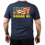T-Shirt navy, New York City Fire Dept. Squad 61, flag