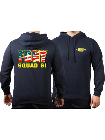 Hoodie blu navy, New York City Fire Dept. Squad 61 color