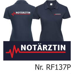 Frauen-Polo navy, NOT&Auml;RZTIN mit roter EKG-Linie