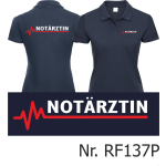Women Polo navy, emergency doctor with red EKG-line