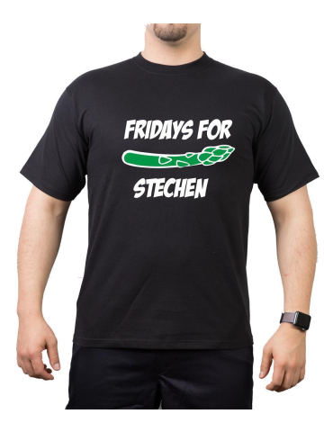 T-Shirt negro, Fridays for Spargel Stechen (blanco y grün)