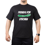 T-Shirt nero, Fridays for Spargel Stechen (bianco e grün)
