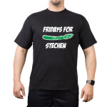 T-Shirt black, Fridays for Spargel Stechen (weiß und grün) XXL