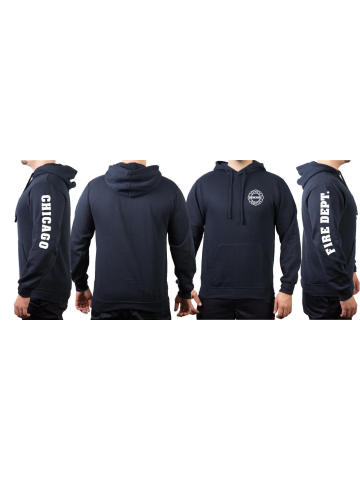 CHICAGO FIRE Dept. auf ddans manches plus Emblem, blanc, marin Hoodie