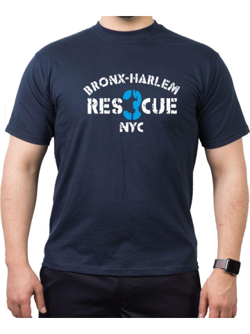 T-Shirt azul marino, RES 3 CUE Bronx - Harlem NYC