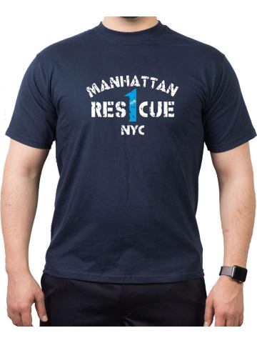 T-Shirt azul marino, RES 1 CUE (1915) Manhattan NYC