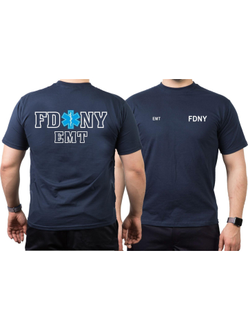 T-Shirt blu navy, New York City Fire Dept. EMT, Star of Life