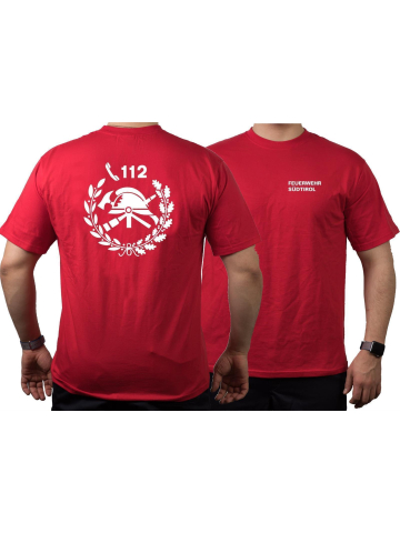 T-Shirt rot, FEUERWEHR SÜDTIROL, Emblem/Schrift in weiß