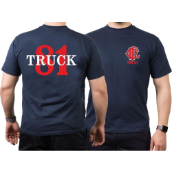 CHICAGO FIRE Dept. Truck 81, red, old emblem, navy T-Shirt