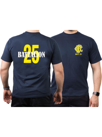 CHICAGO FIRE Dept. Battalion 25, yellow, old emblem, navy T-Shirt