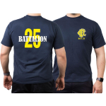 CHICAGO FIRE Dept. Battalion 25, yellow, old emblem, navy T-Shirt