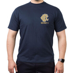CHICAGO FIRE Dept. Fire District 4, gold, old emblem, blu navy T-Shirt
