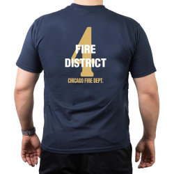 CHICAGO FIRE Dept. Fire District 4, gold, old emblem, navy T-Shirt