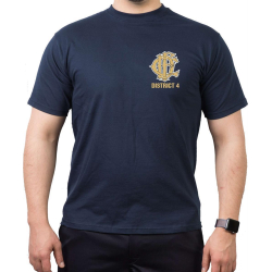 CHICAGO FIRE Dept. Fire District 4, gold, old emblem, navy T-Shirt