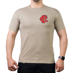 CHICAGO FIRE Dept. negro/red, old emblem, sand T-Shirt