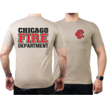 CHICAGO FIRE Dept. noir/red, old emblem, sand T-Shirt