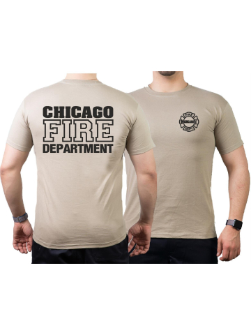 CHICAGO FIRE Dept. negro, sand T-Shirt