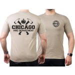CHICAGO FIRE Dept. axes and flames nero, sand T-Shirt