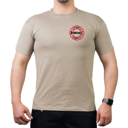 CHICAGO FIRE Dept. axes and flames, negro/red, sand T-Shirt