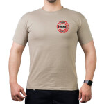 CHICAGO FIRE Dept. axes and flames, black/red, sand T-Shirt