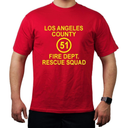 T-Shirt red, Los Angeles County Rescue Squad 51
