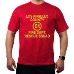 T-Shirt red, Los Angeles County Rescue Squad 51
