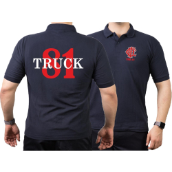 CHICAGO FIRE Dept. Truck 81, red, old emblem, blu navy Polo