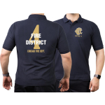 CHICAGO FIRE Dept. Fire District 4, gold, old emblem, azul marino Polo