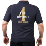 CHICAGO FIRE Dept. Fire District 4, gold, old emblem, azul marino Polo