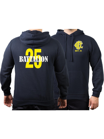 CHICAGO FIRE Dept. Battalion 25, yellow, old emblem, navy Hoodie