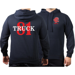 CHICAGO FIRE Dept. Truck 81, red, old emblem, marin Hoodie