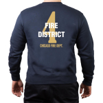 CHICAGO FIRE Dept. Fire District 4, gold, old emblem, marin Sweat