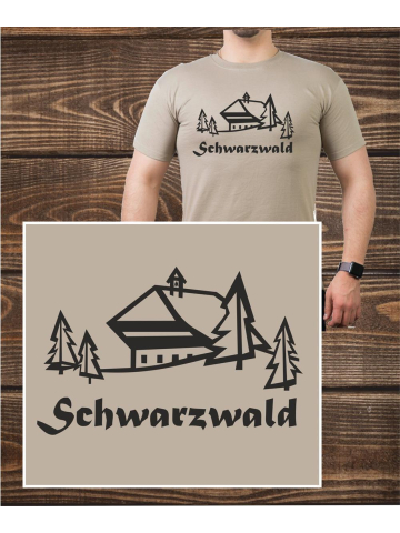 T-Shirt sandfarben, Schwarzwald mit Schwarzwaldhof