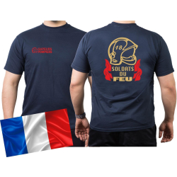 T-Shirt azul marino, Sapeurs Pompiers Soldats du FEU...