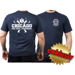 CHICAGO FIRE Dept. axes and Star of Life PARAMEDIC, azul marino T-Shirt